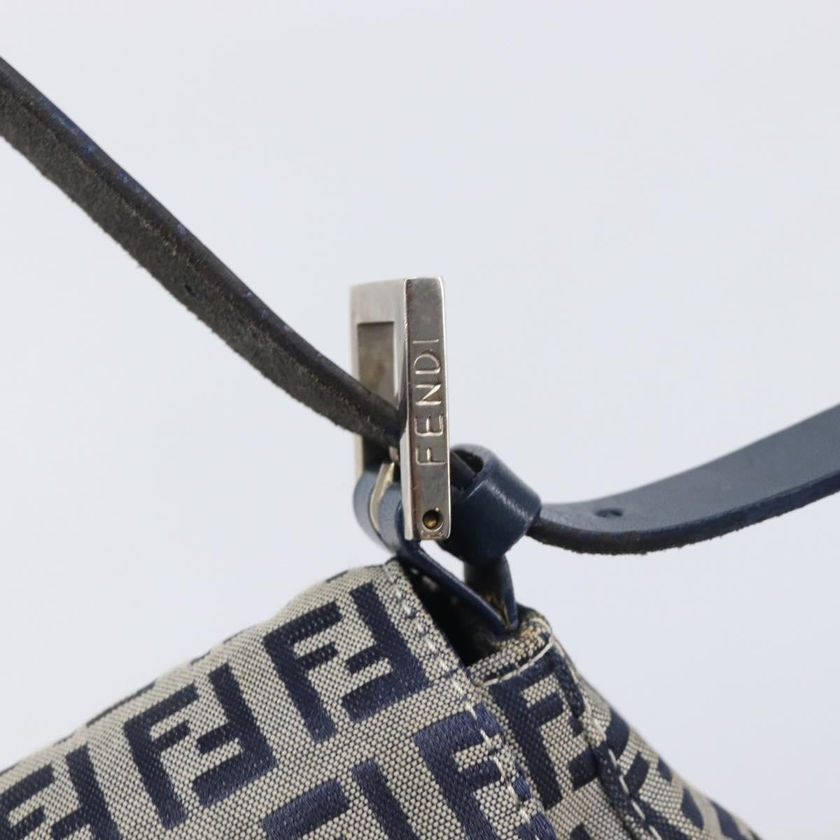 Fendi Zucchino Mamma Baguette Canvas, Navy, Canvas, Shoulder Bag