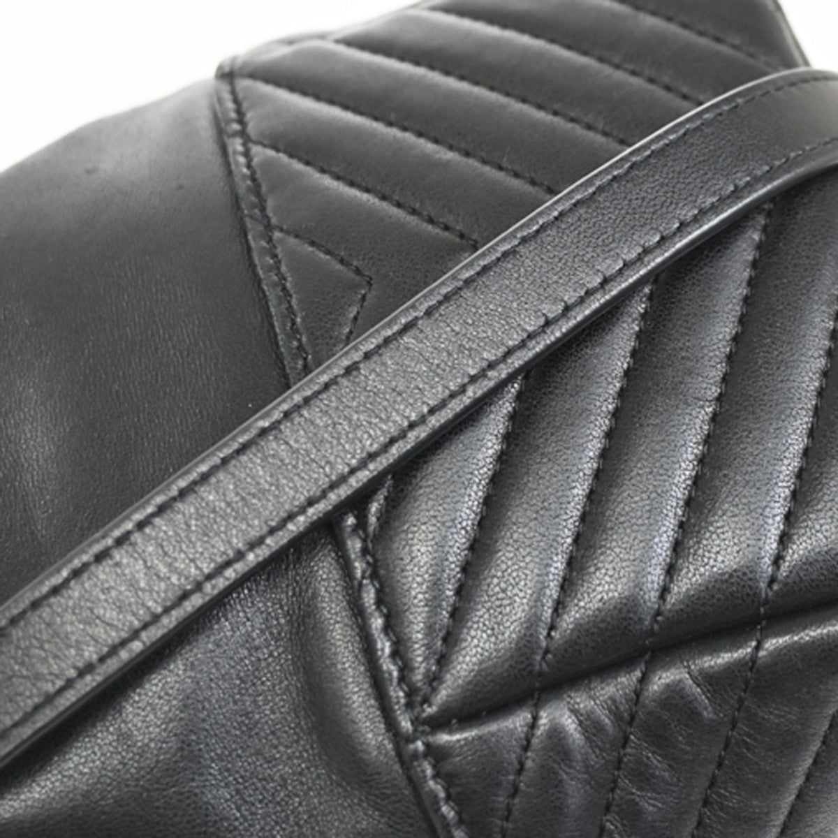 Saint Laurent Joe Bucket Matelasse Chevron Leather, Black, Leather, Handbag