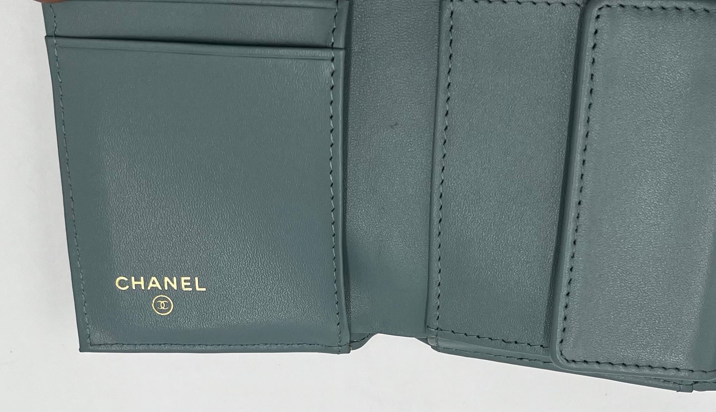 Chanel Coco Boy Flap Wallet Quilted Aged Calfskin, Black, Calfskin, Wallet