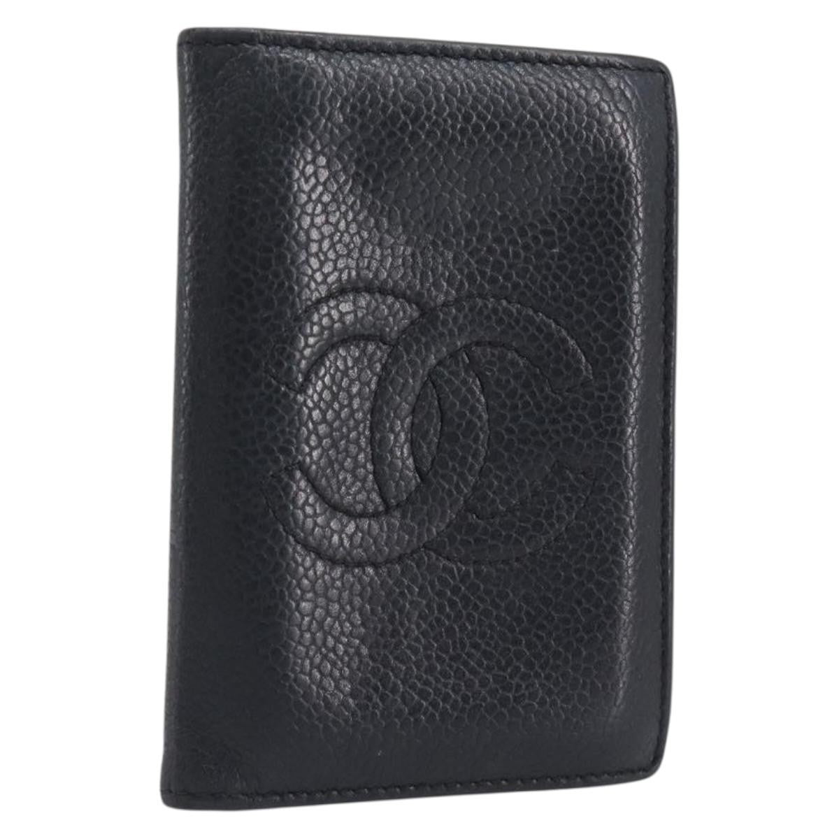 Chanel Timeless Bifold Card Case Caviar, Black, Leather, Card Holder