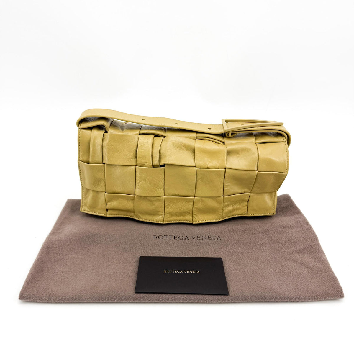 Bottega Veneta Cassette Maxi Intrecciato Leather, Yellow, Leather, Crossbody Bag
