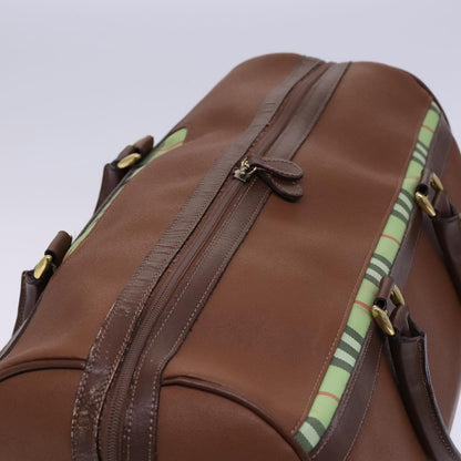 Burberry Nova check boston Canvas, Brown, Leather, Handbag
