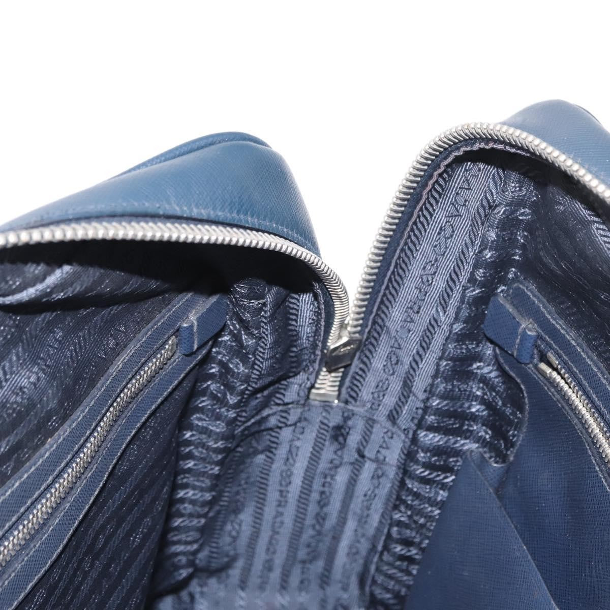 Prada Convertible Zip Around Saffiano Leather, Navy, Leather, Briefcase