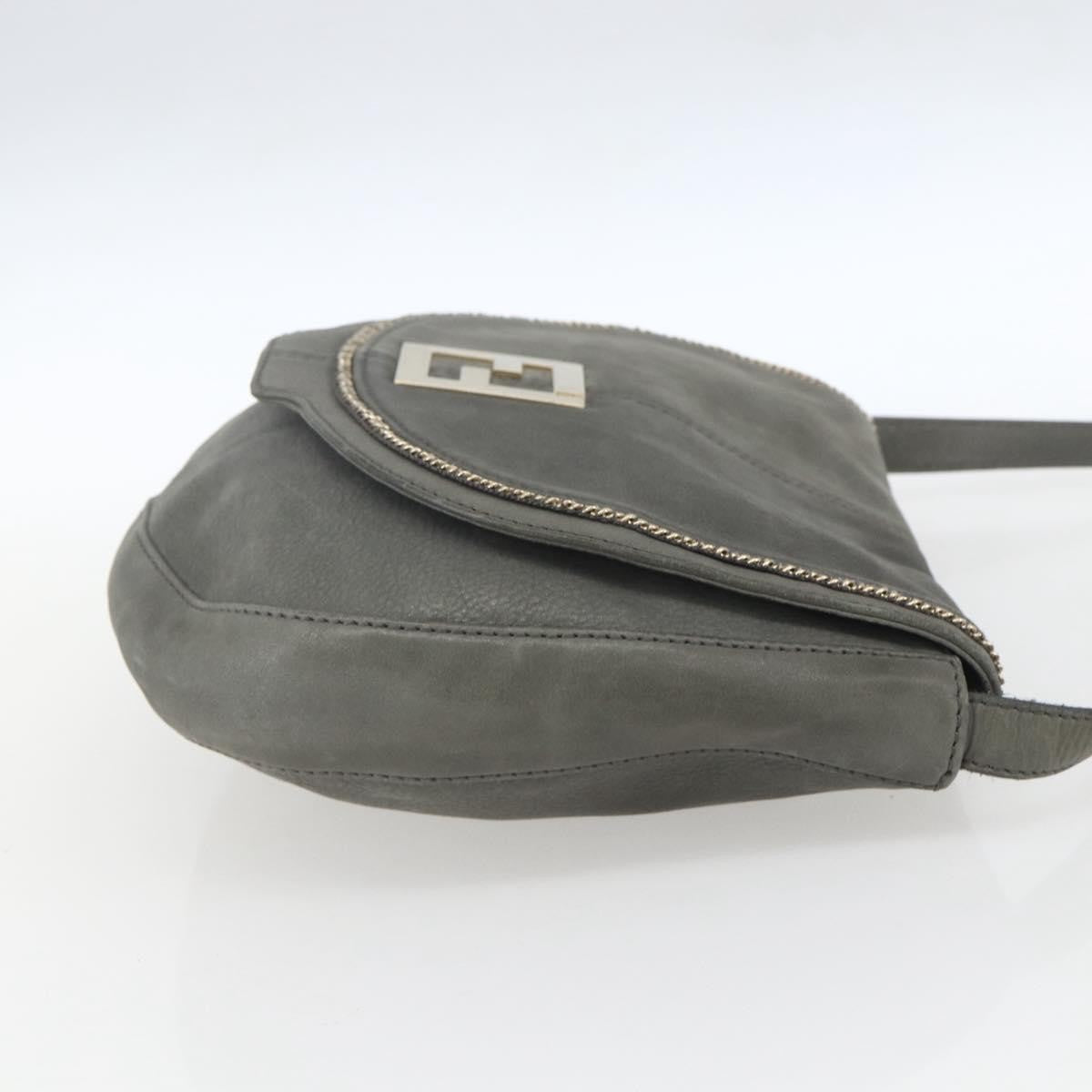 Fendi Shoulder Leather, Gray, Leather, Shoulder Bag
