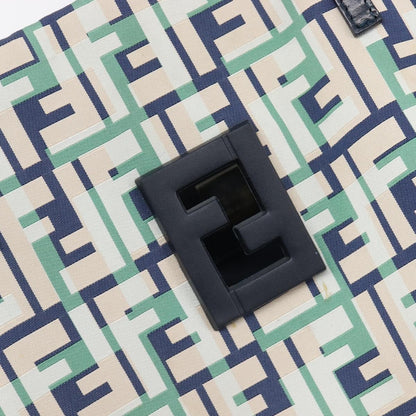 Fendi Logo Zucca Nylon, Green, Nylon, Tote Bag