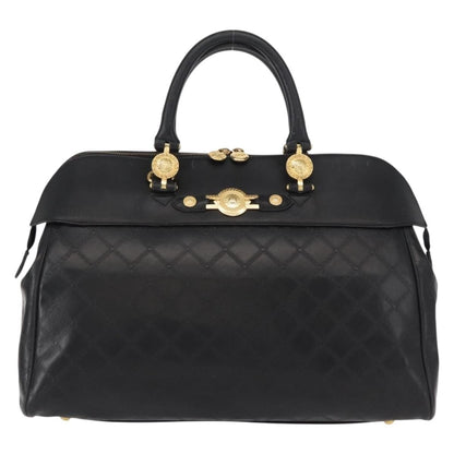 Versace Vintage Sun Duffle Embossed Leather, Yellow, Leather, Handbag