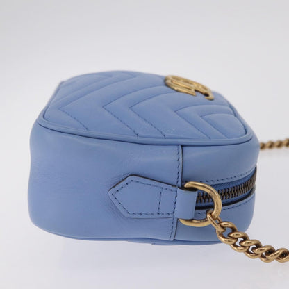 Gucci GG Marmont Matelasse Patent, Blue, Leather, Shoulder Bag