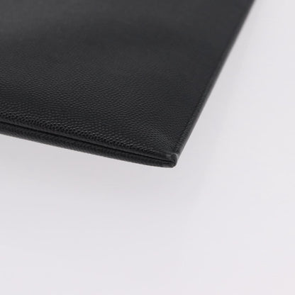 Saint Laurent Letters Zip Clutch Leather, Black, Leather, Clutch