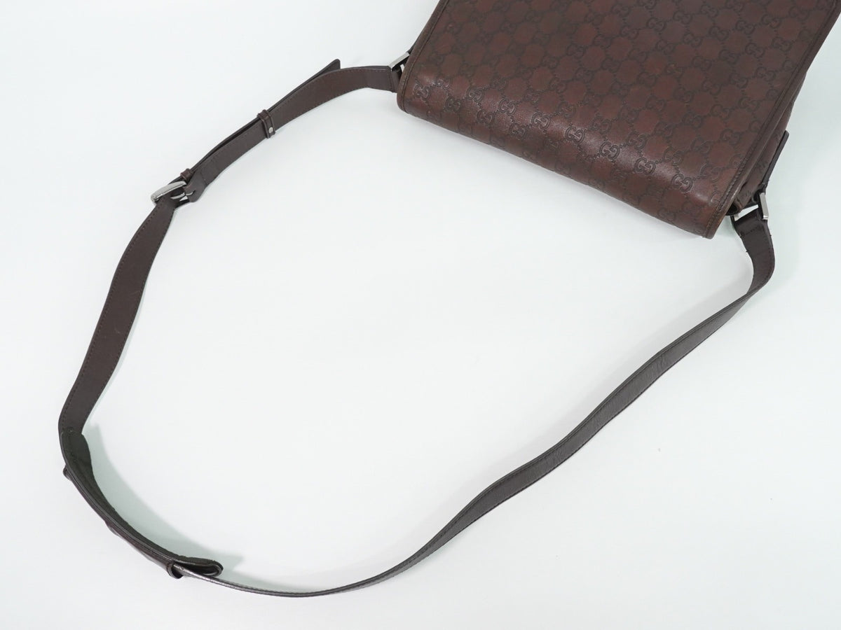 Gucci Flap Messenger Bag (Outlet) Guccissima Leather, Brown, Leather, Shoulder Bag