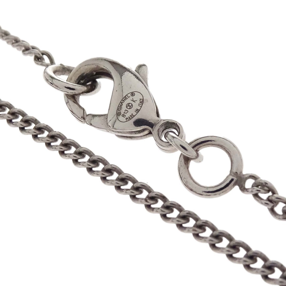 Chanel CC Clover Pendant Chain Metal with Enamel, Silver, Silver Plated, Necklace