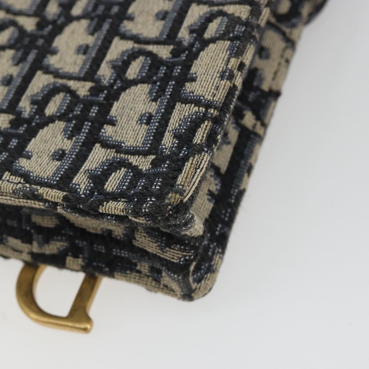 Christian Dior Phone Case Oblique Canvas, Navy, Canvas, Clutch