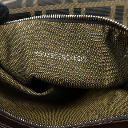 Fendi Zucchino Mamma Baguette Canvas, Brown, Canvas, Shoulder Bag