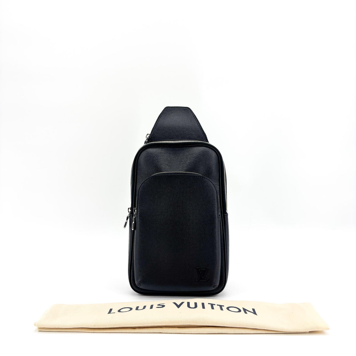 Louis Vuitton Avenue Sling Taiga Leather, Black, Leather, Handbag