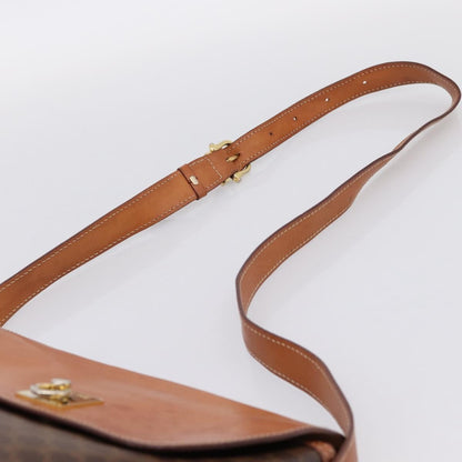 Celine Macadam Leather, Brown, Canvas, Shoulder Bag