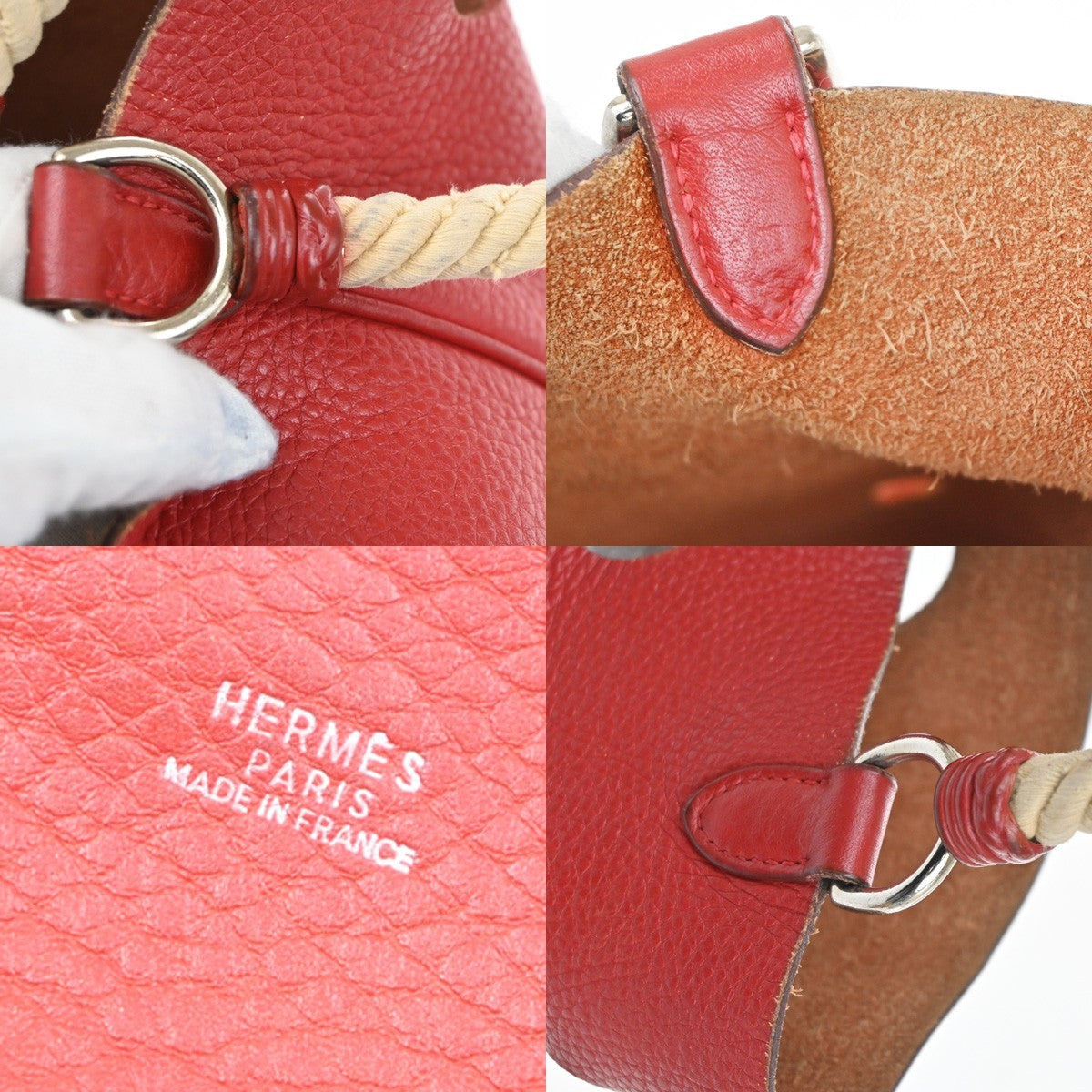 Hermes Mangeoire Courchevel, Red, Leather, Shoulder Bag