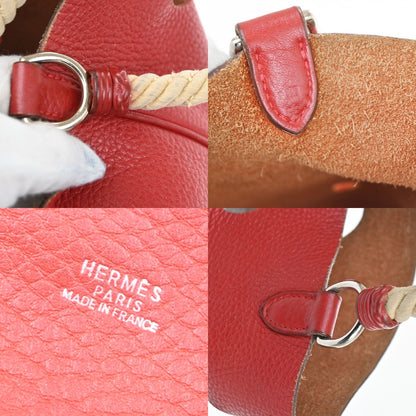 Hermes Mangeoire Courchevel, Red, Leather, Shoulder Bag