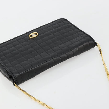 Celine Flap Shoulder Leather, Black, Leather, Shoulder Bag