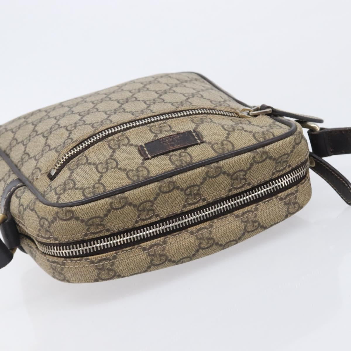 Gucci Front Zip Pocket Messenger GG Coated Canvas, Beige, Canvas, Shoulder Bag