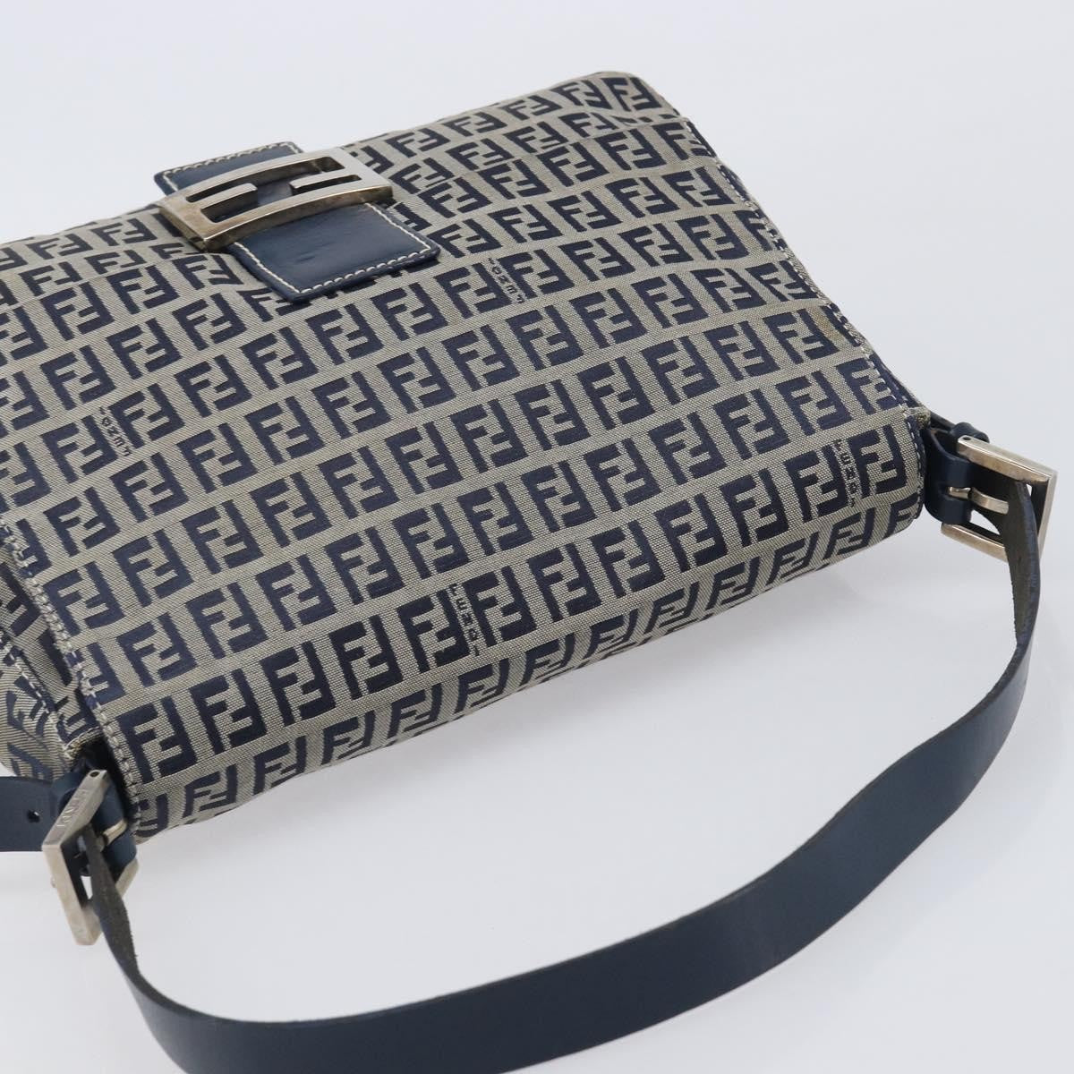 Fendi Zucchino Mamma Baguette Canvas, Navy, Canvas, Shoulder Bag