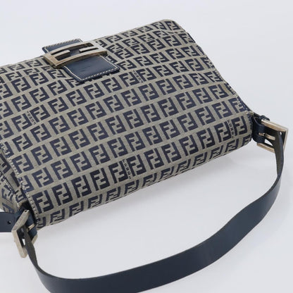 Fendi Zucchino Mamma Baguette Canvas, Navy, Canvas, Shoulder Bag