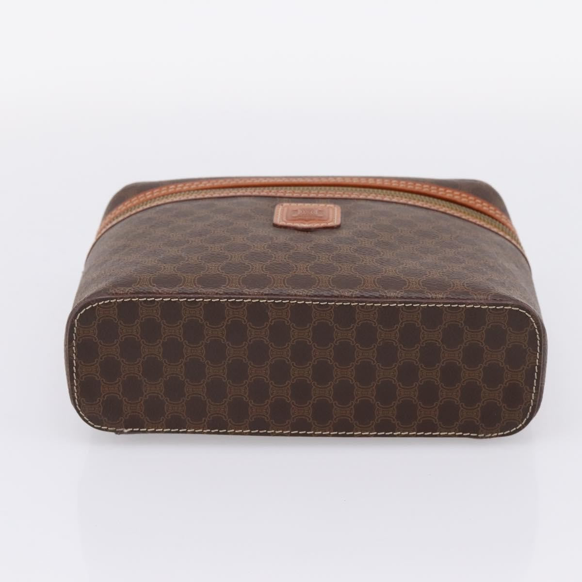 Celine Top Handle Vanity Box Triomphe Coated Canvas, Brown, Canvas, Handbag
