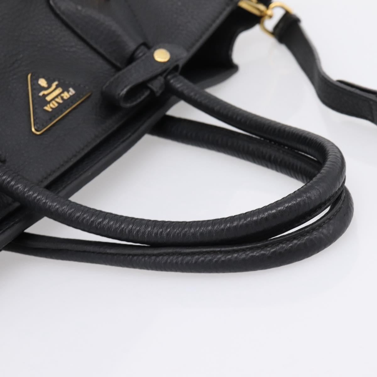 Prada Front Pocket Convertible Vitello Daino, Black, Leather, Tote Bag