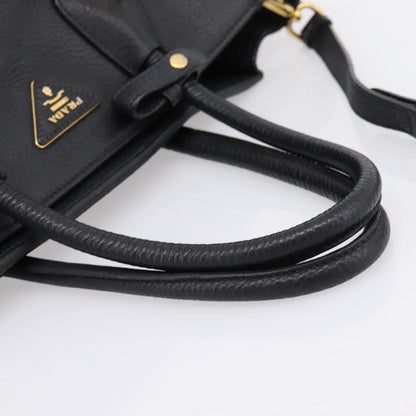 Prada Front Pocket Convertible Vitello Daino, Black, Leather, Tote Bag