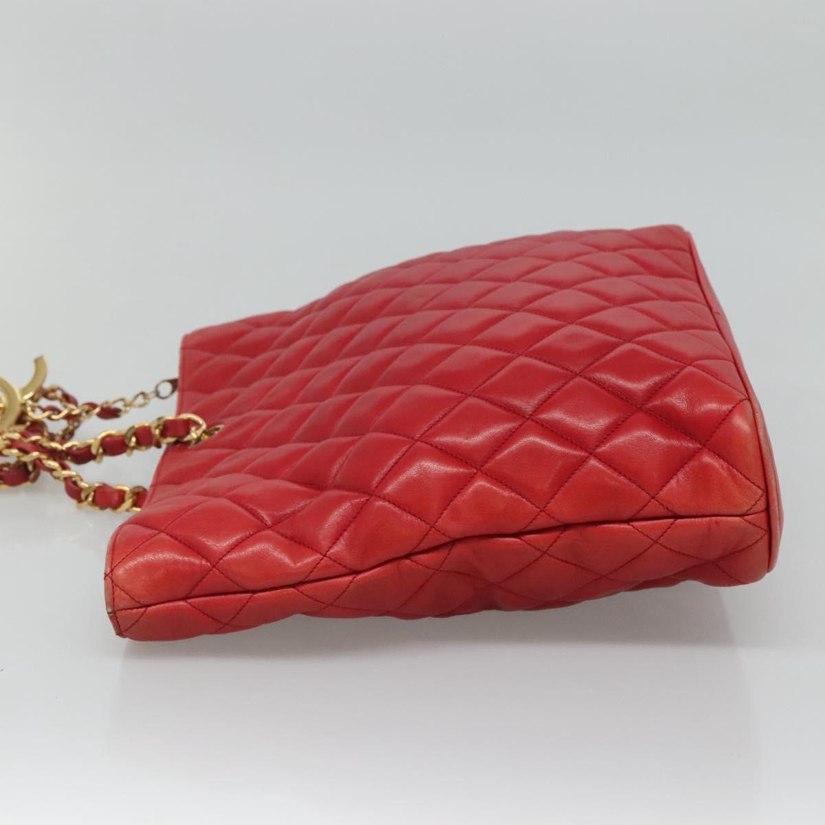 Chanel Chanel vintage cc chain leather, RED, LEATHER, Shoulder bag