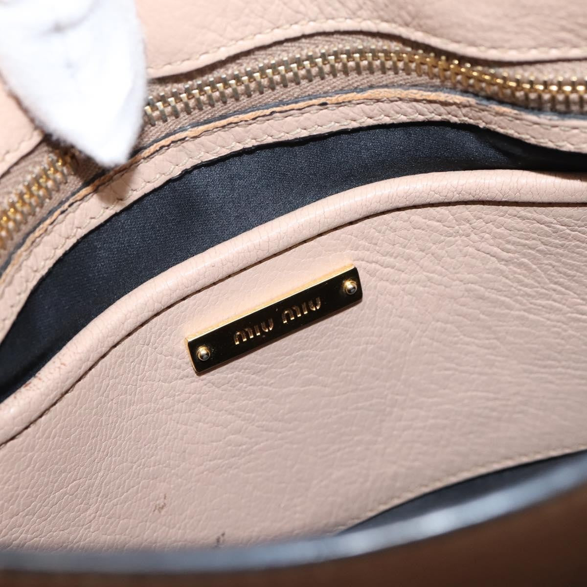 Miu Miu Madras Convertible Lock Leather, Beige, Leather, Tote Bag