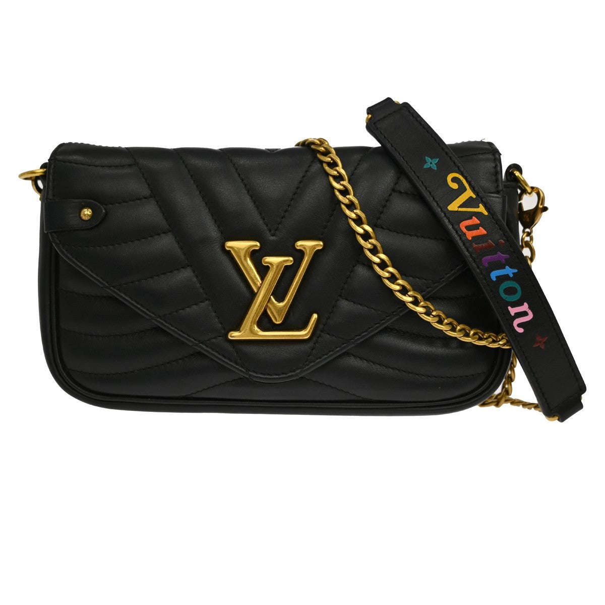 Louis Vuitton New Wave Chain Quilted Leather, Black, Leather, Handbag
