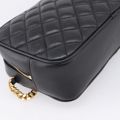 Versace Medusa Icon Front Slip Pocket Camera Quilted Leather, Black, Leather, Handbag