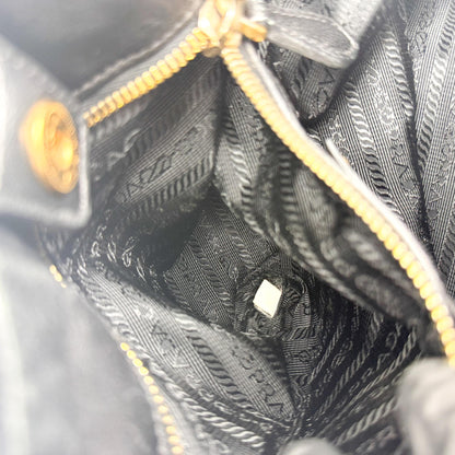 Prada Gaufre Convertible Satchel Leather and Tessuto, Black, Nylon, Handbag