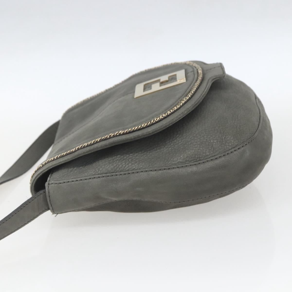 Fendi Shoulder Leather, Gray, Leather, Shoulder Bag