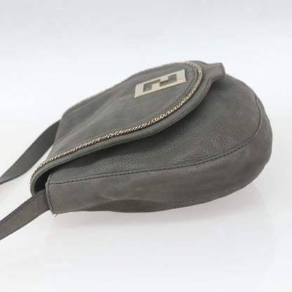Fendi Shoulder Leather, Gray, Leather, Shoulder Bag