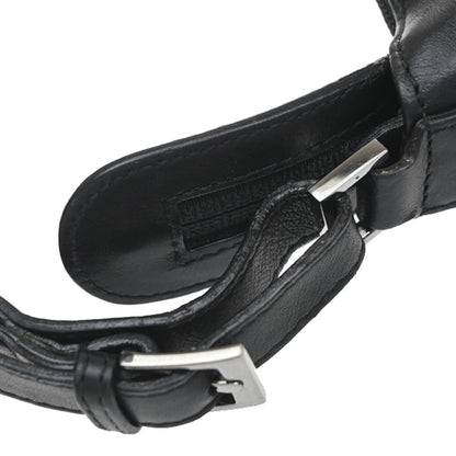 Gucci Vintage Web Half Moon Leather, Black, Leather, Shoulder Bag