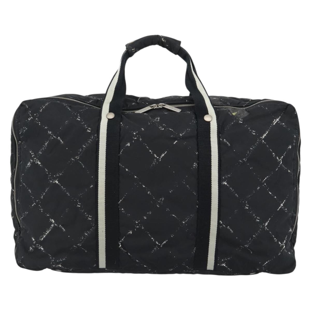 Chanel Travel Line Duffle Printed Nylon, Black, Nylon, Travel Bag