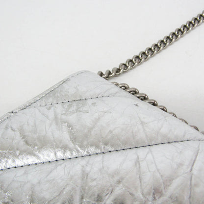 Balenciaga Crush Chain Flap Leather, Silver, Leather, Handbag