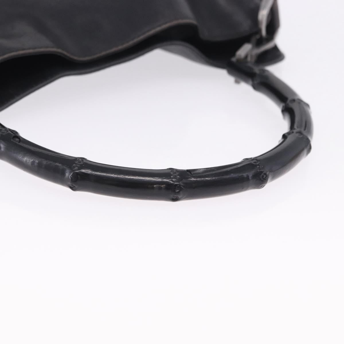 Gucci Vintage Bamboo Handle Open Hobo Leather, Black, Leather, Shoulder Bag