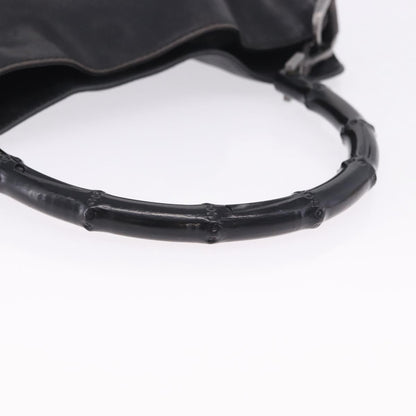 Gucci Vintage Bamboo Handle Open Hobo Leather, Black, Leather, Shoulder Bag