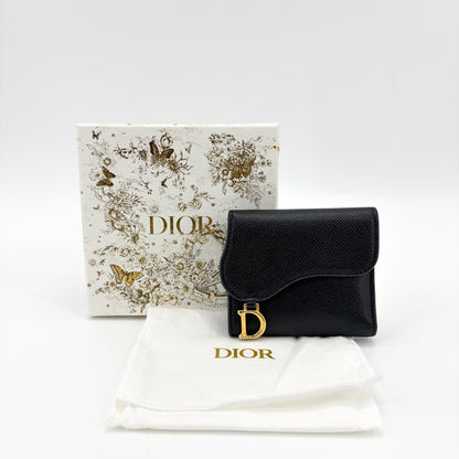 Christian Dior Saddle Lotus Leather, Black, Leather, Wallet