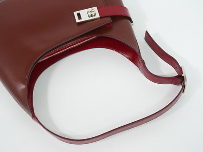 Salvatore Ferragamo Gancini Hobo Leather, Brown, Leather, Shoulder Bag