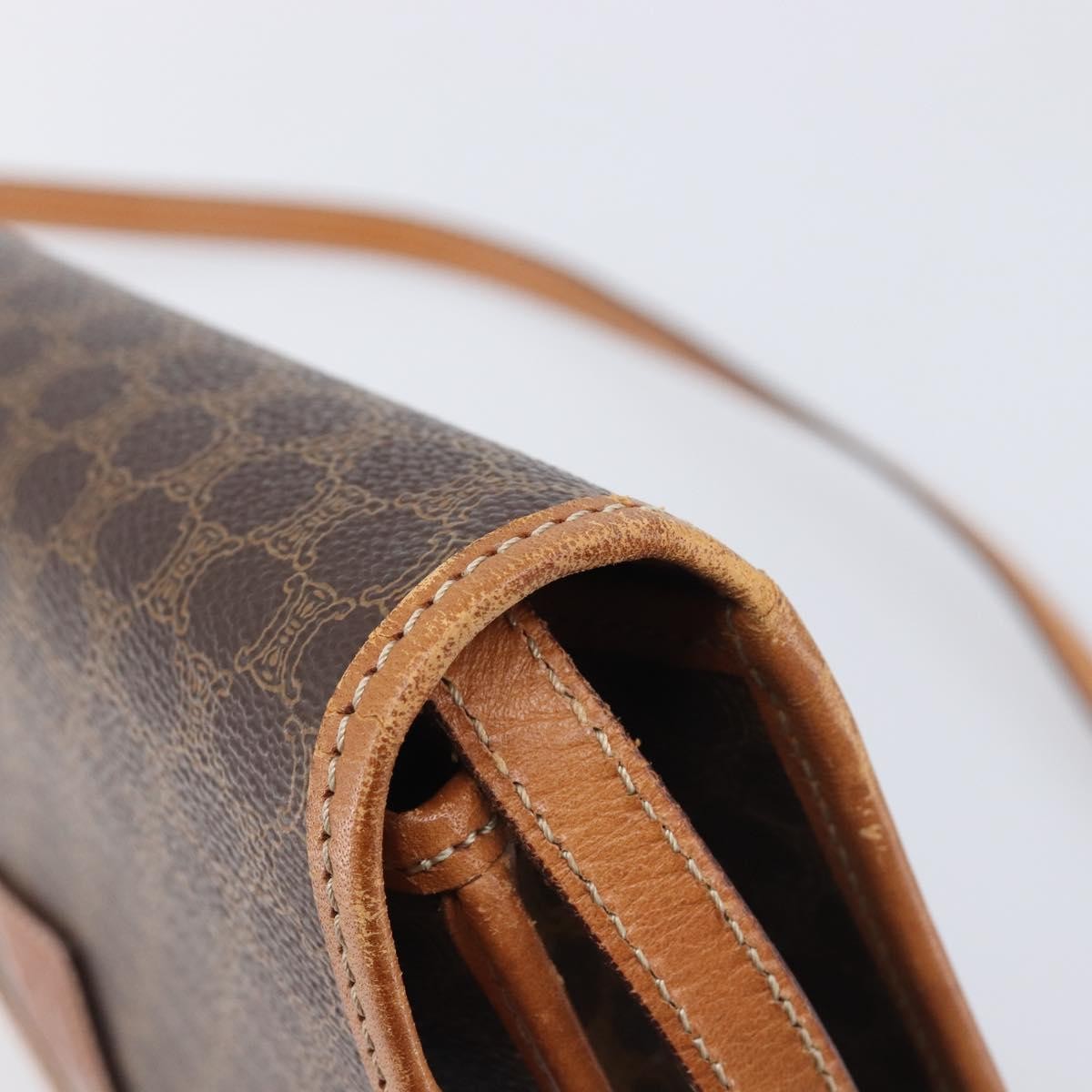 Celine Macadam Shoulder Canvas, Brown, Canvas, Crossbody Bag