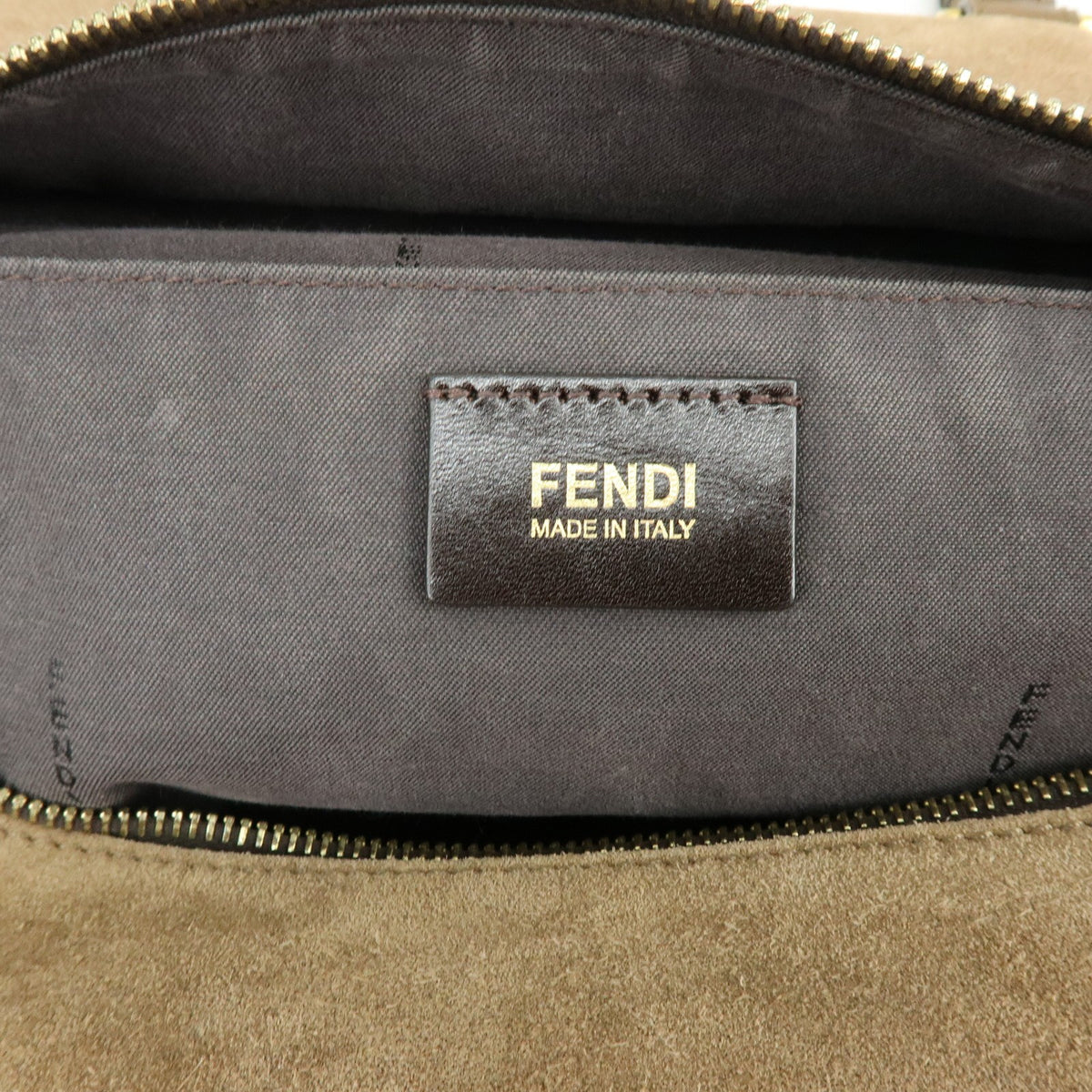 Fendi Boxy Leather with Pequin Canvas, Brown, Leather, Tote Bag
