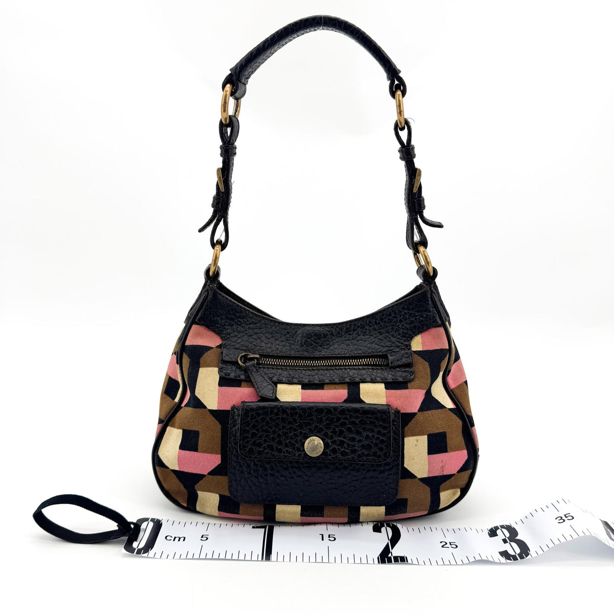 Prada Shoulder Canvas and Leather, Black, Canvas, Shoulder Bag