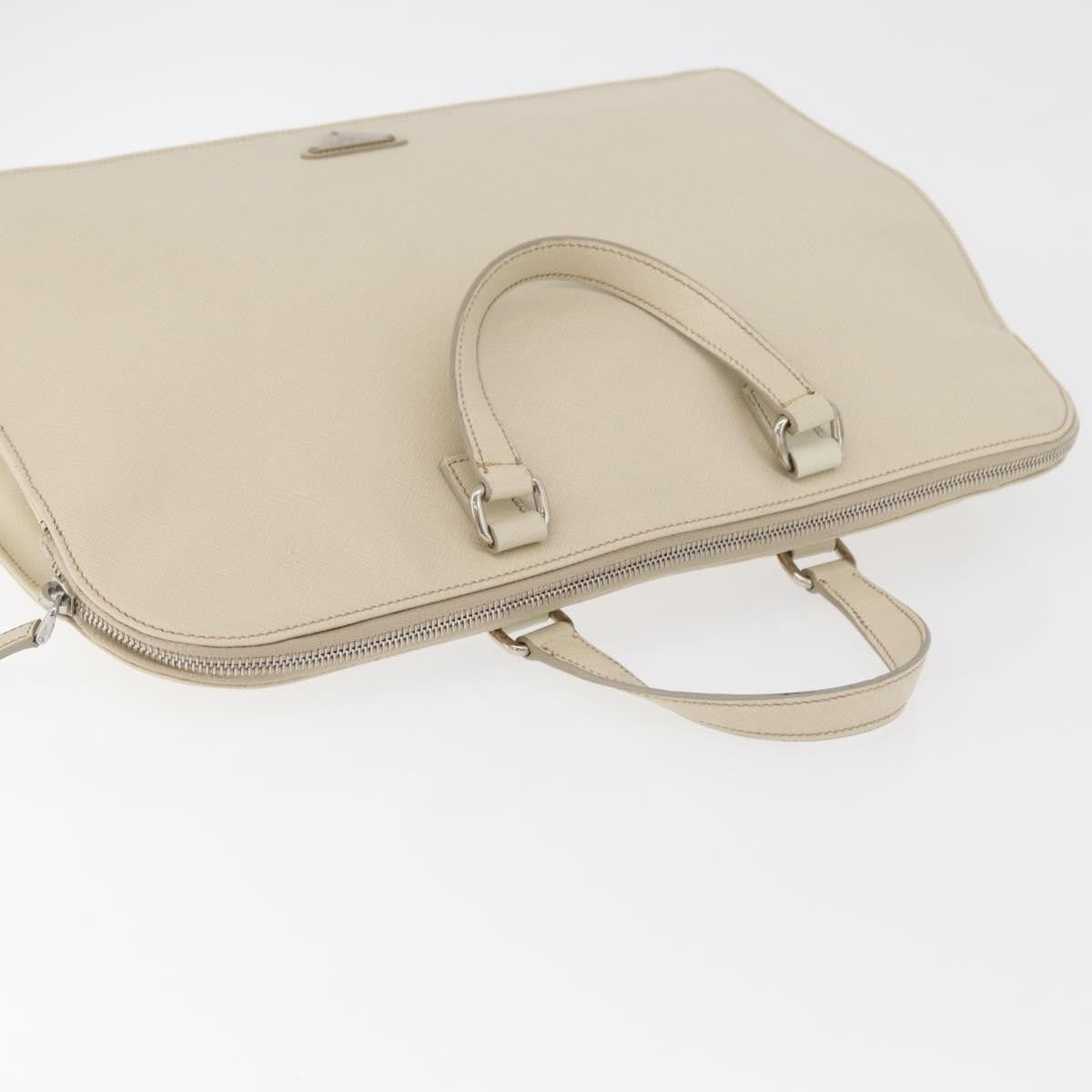 Prada Convertible Travel Saffiano Leather, Beige, Leather, Briefcase
