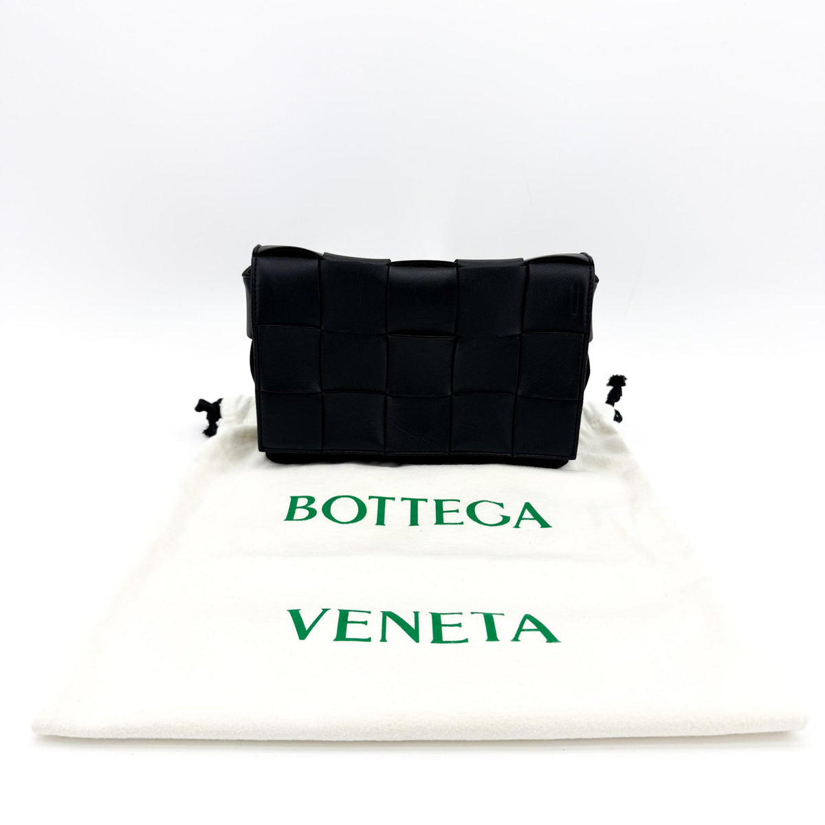 Bottega Veneta Cassette Maxi Intrecciato Leather, Black, Leather, Crossbody Bag