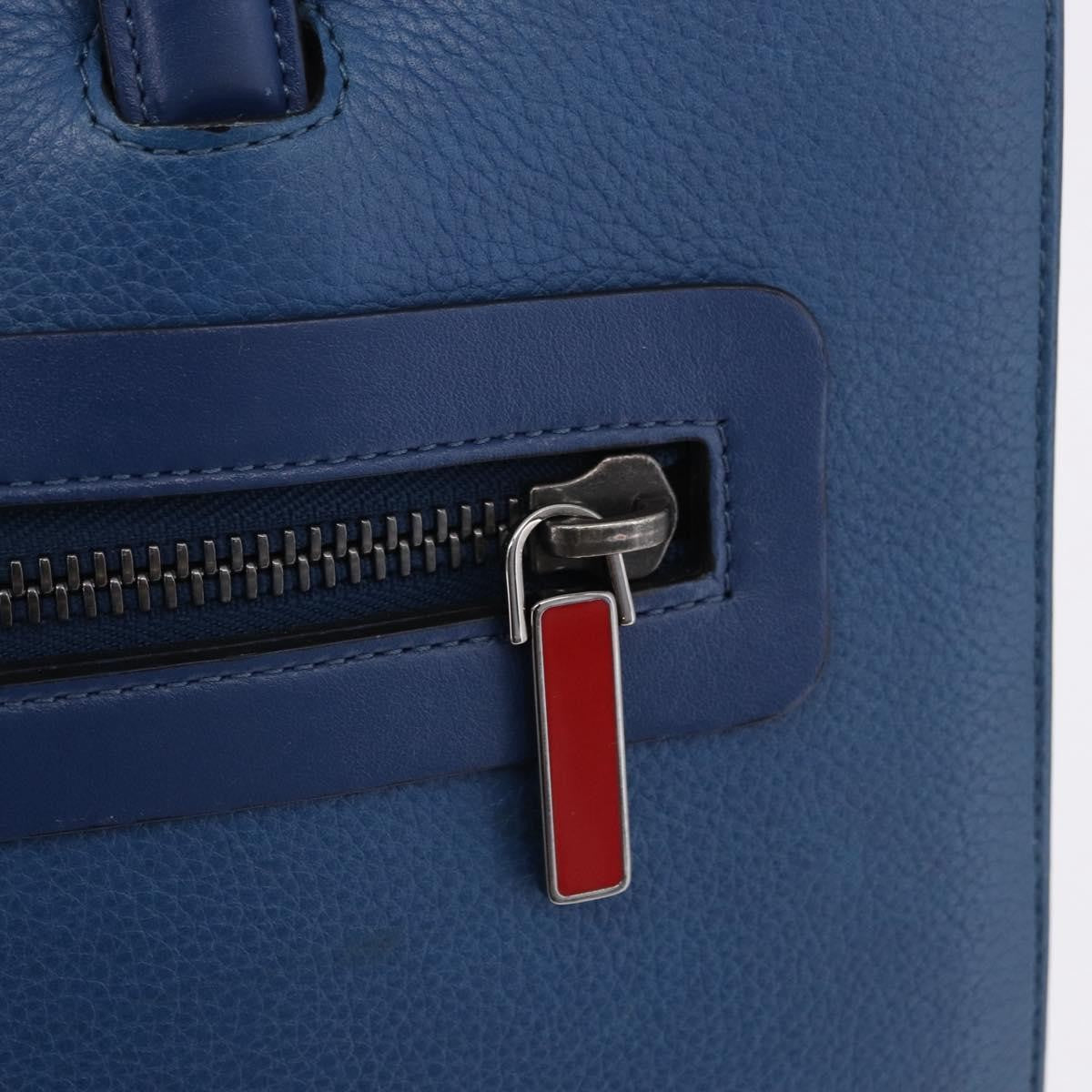 Christian Louboutin Trictrac Portfolio Leather and Spiked Leather, Blue, Leather, Handbag