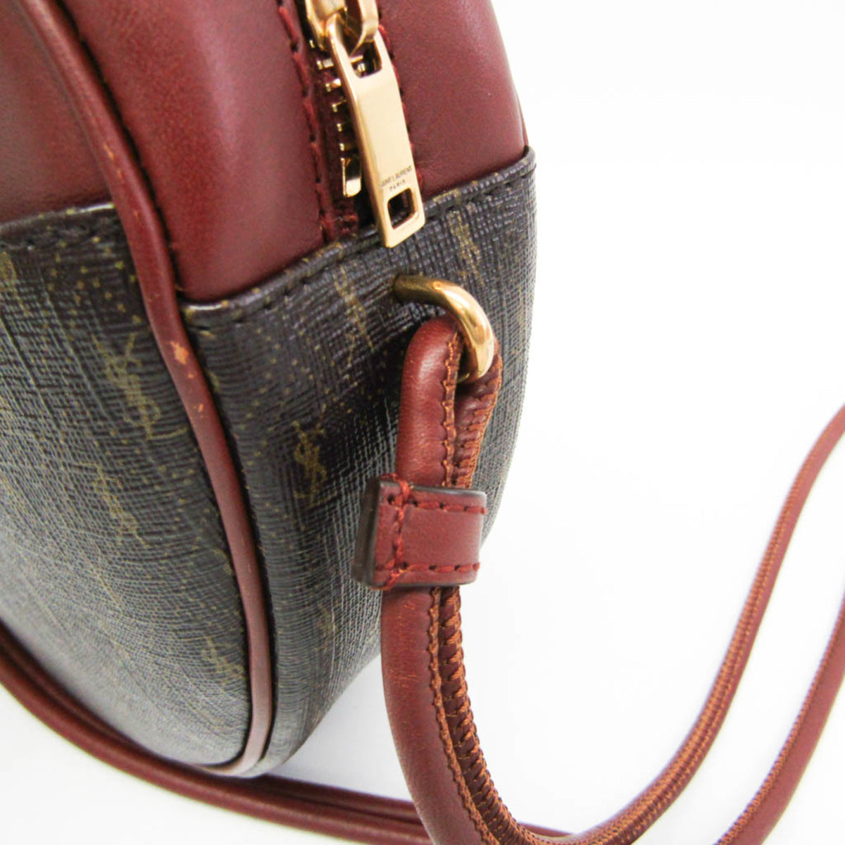 Saint Laurent Le Monogramme Coeur Monogram All Over Coated Canvas and Leather, Brown, Leather, Clutch
