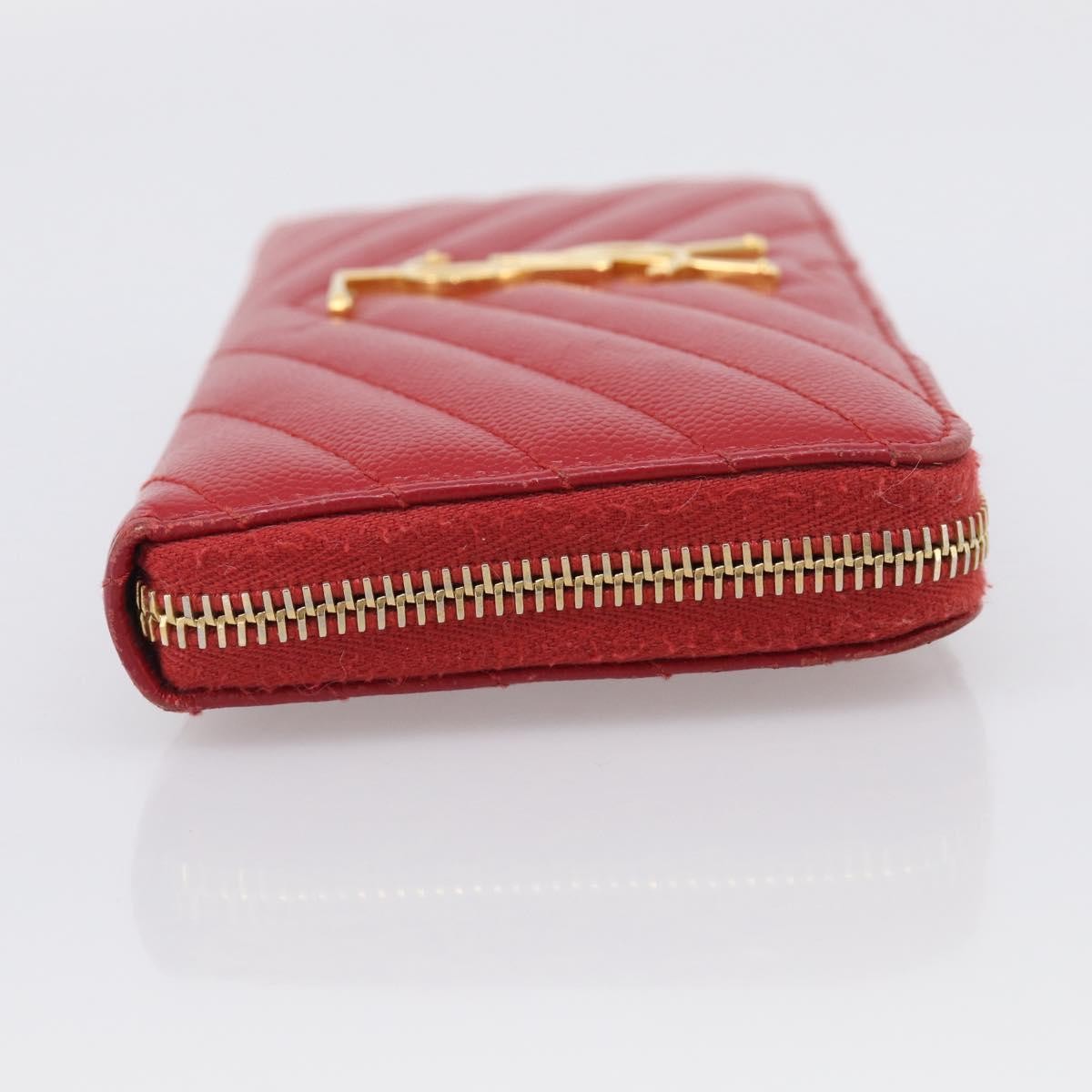 Saint Laurent Loulou Zip Around Matelasse Chevron Leather, Red, Leather, Wallet