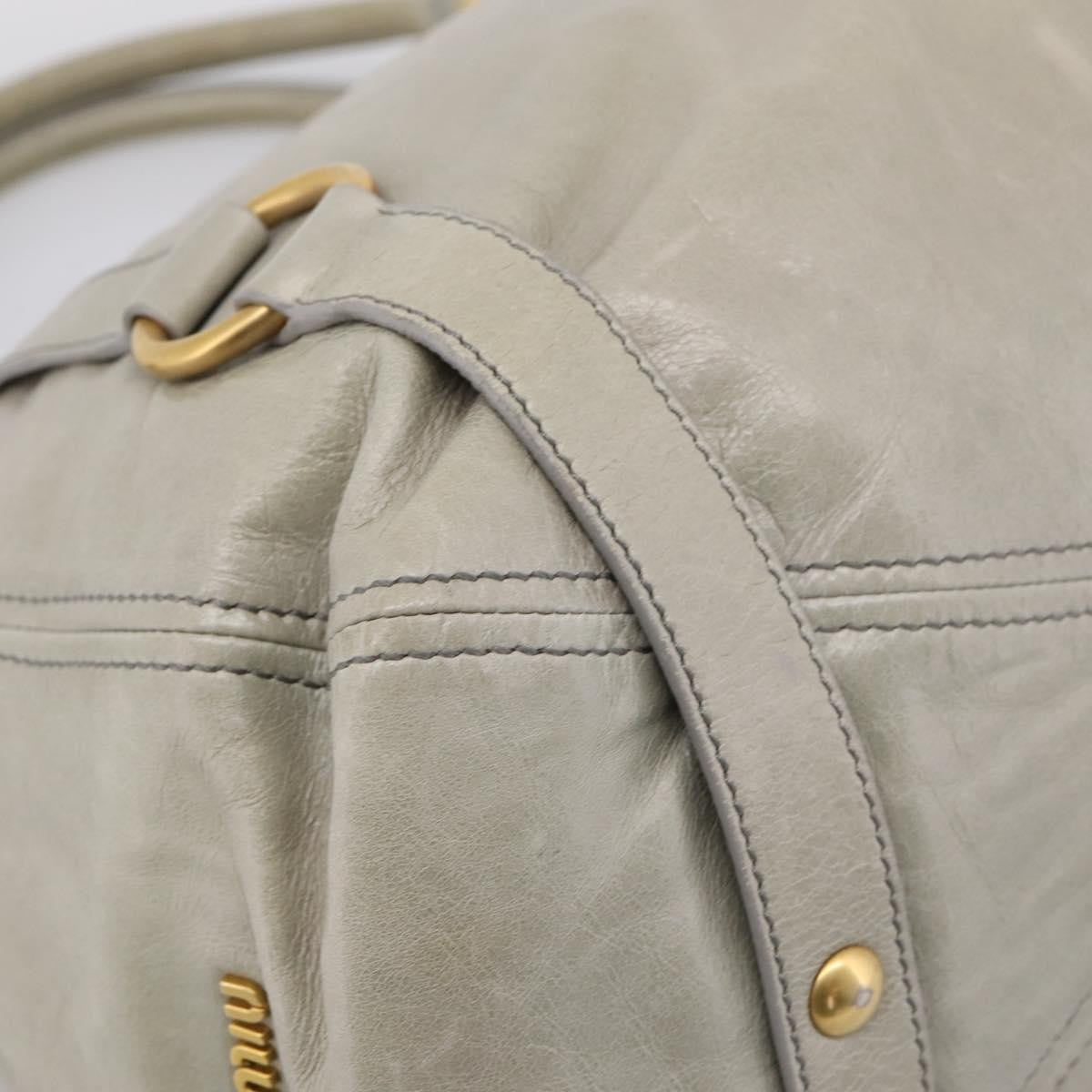 Miu Miu Bow Satchel Cervo Leather, Gray, Leather, Handbag